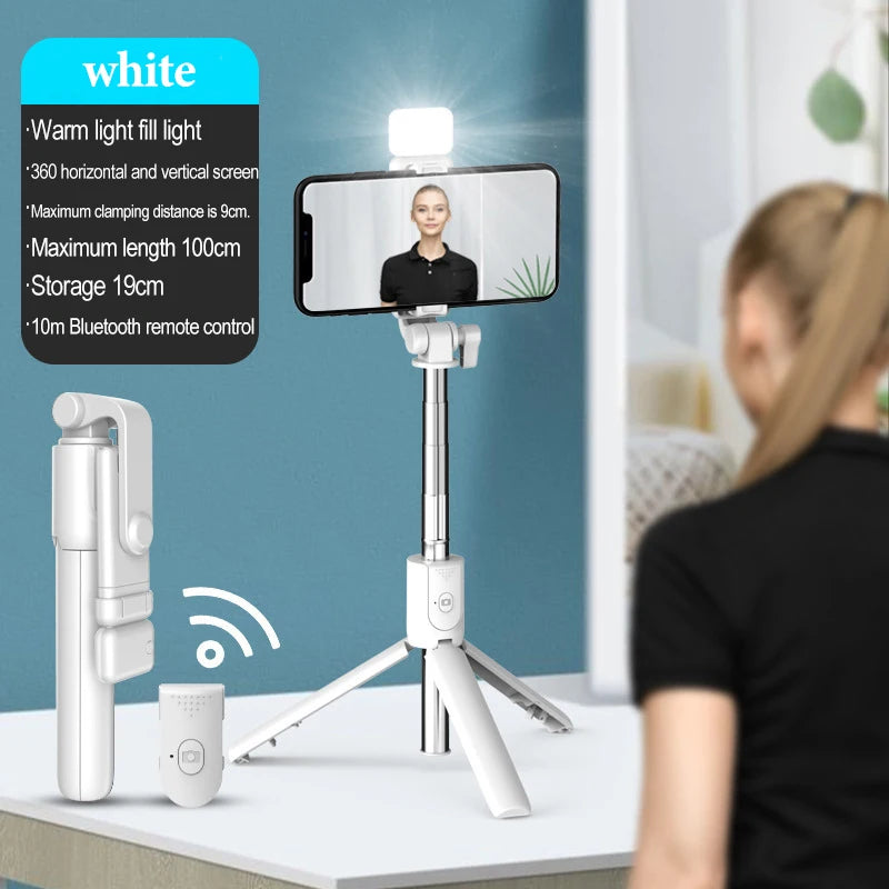 selfie stick 360° rotation holder with light remote control for selfie stick with bluetooth tripod for shooting from phone