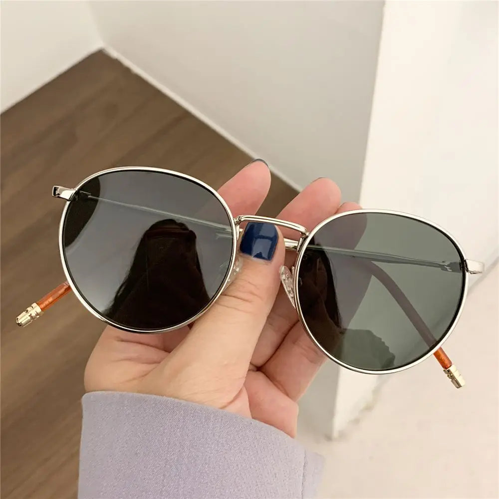 1PC Retro Vintage Round Sunglasses Luxury Metal Frame Fashion Outdoor UV400 Protection Glasses Men Women Driving Fishing Eyewear