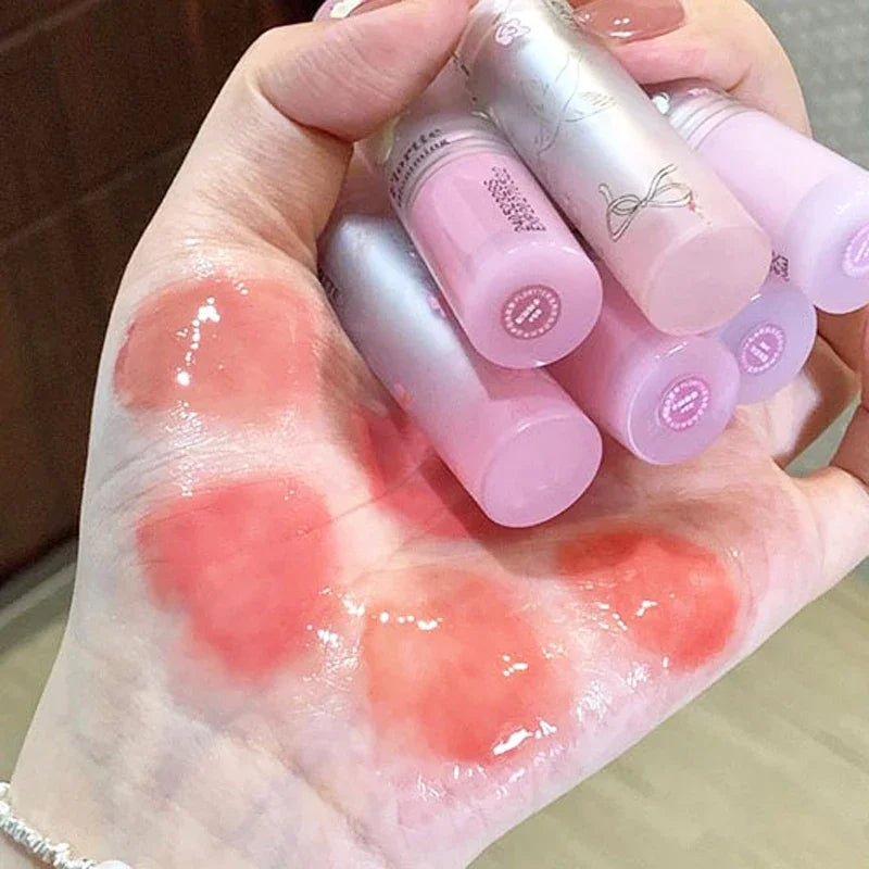 Mirror Glass Solid Lip Gloss Water Light Round Tube Lasting Moisturizing Lipstick Natural Nude Peach Tint Jelly Lip Glaze Makeup