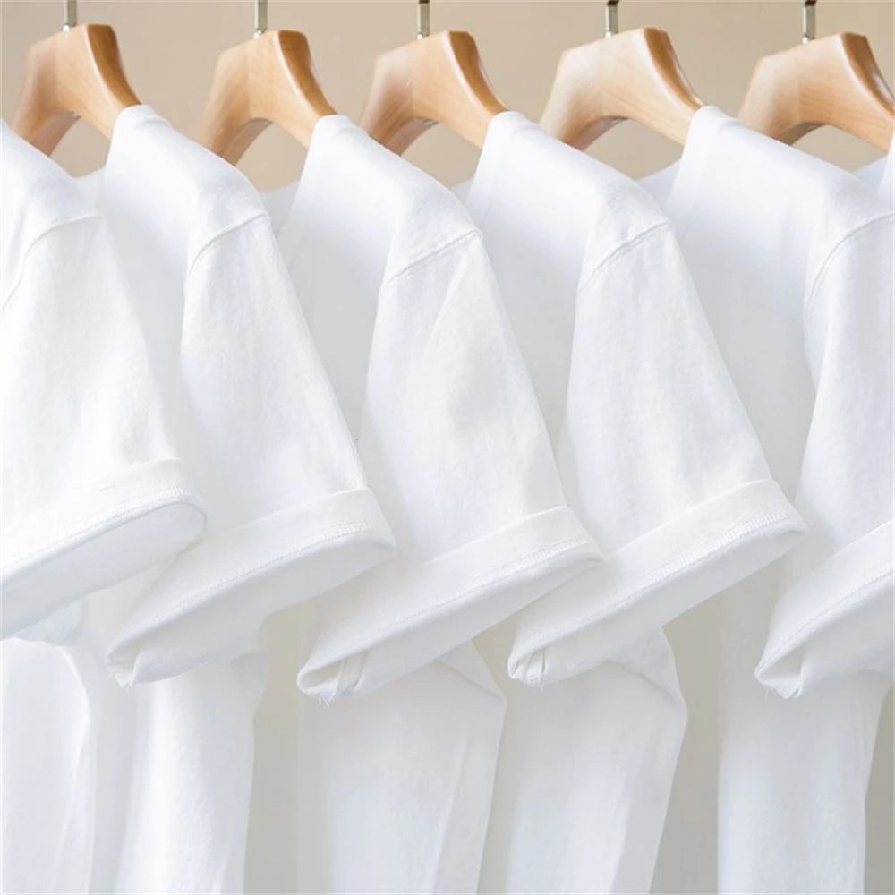 Summer Men T Shirt Cotton Tops Women Solid Color Blank Tshirts O-neck Round Collar Short-Sleeve Couple White Top Tees Clothing