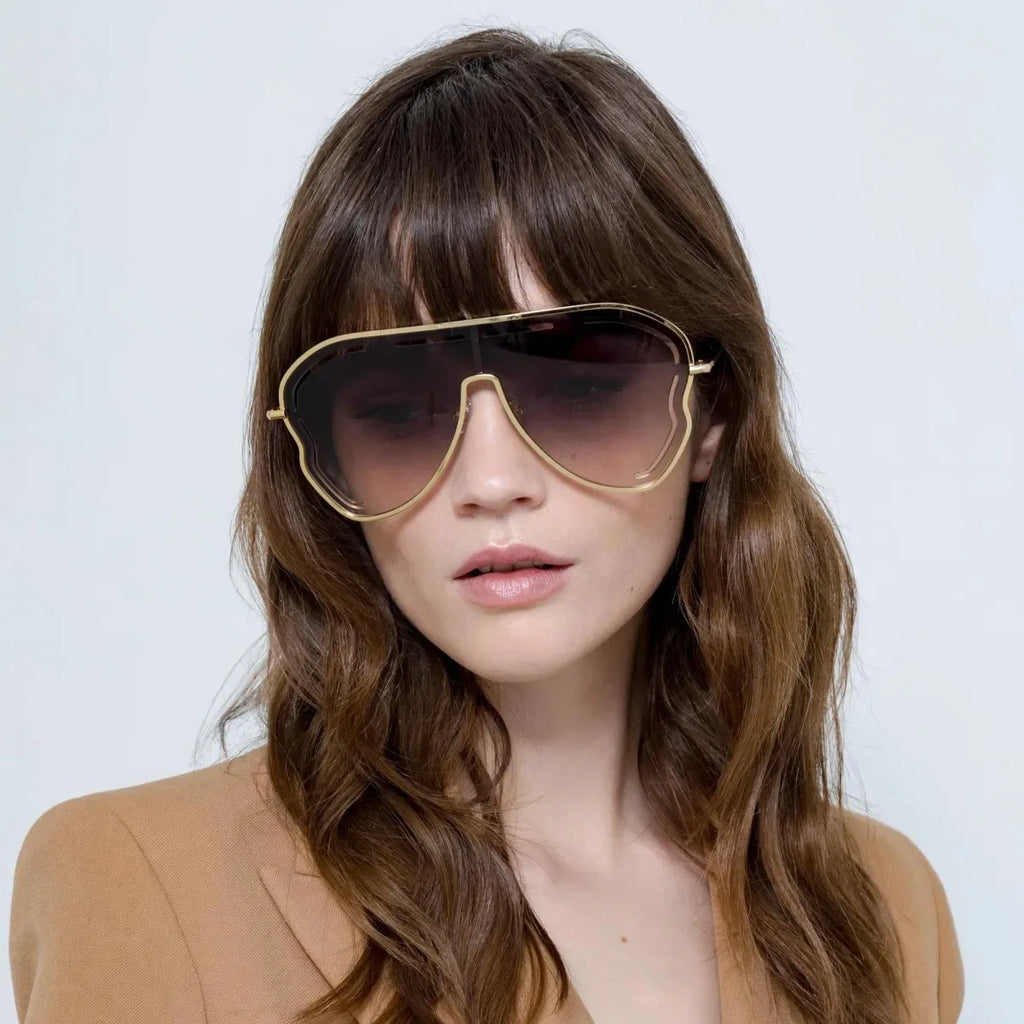 Unique Hollow Out Oversized Sunglasses Women Big Frame Luxury Brand Sun Glasses For Ladies Shield Thin Face Glasses Driving