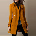 New Women's Autumn Winter Woolen Coat Loose Casual Classy Mid-Length Nicole Outerwear Double-Breasted Polyester Triacetate