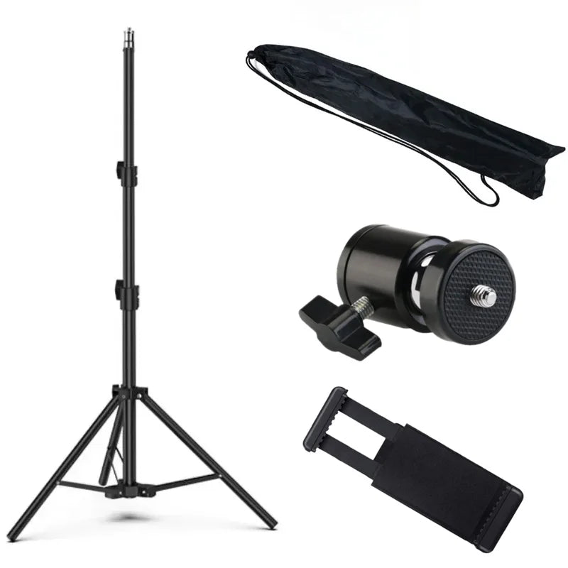 160cm Live Broadcast Tripod Landing Type Camera Anchor Selfie Light Frame Metal Thermometer Phone Holder