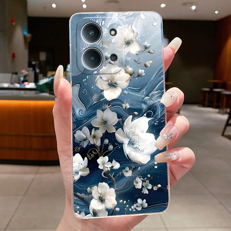 Jelly Case For Redmi 15C 4G 5G Flower Butterfly Phone Funda For Xiaomi Poco C85 4G Soft Silicone Cases Transparent TPU Cover