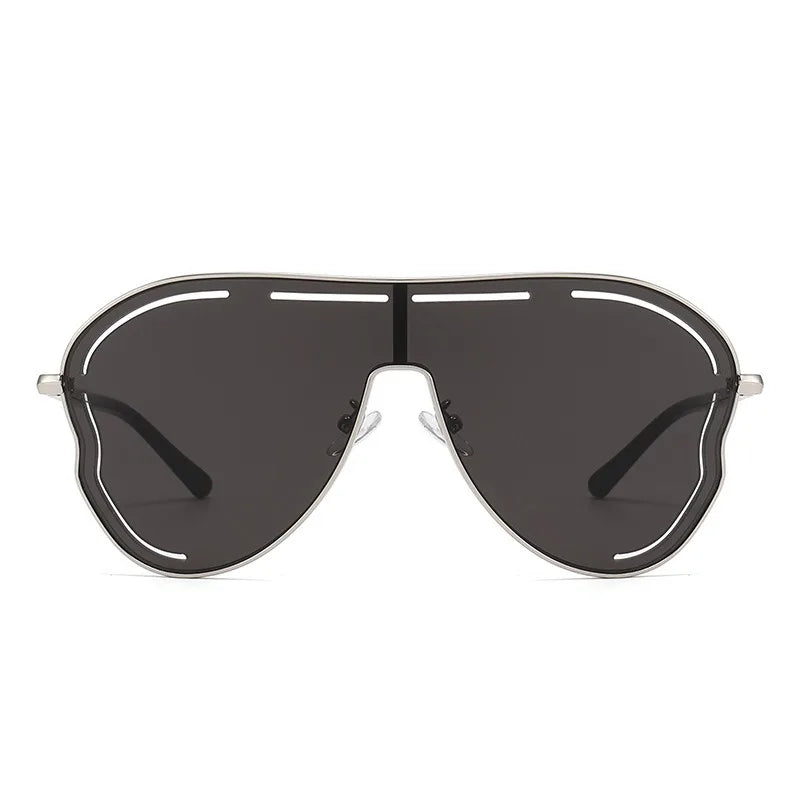 Unique Hollow Out Oversized Sunglasses Women Big Frame Luxury Brand Sun Glasses For Ladies Shield Thin Face Glasses Driving