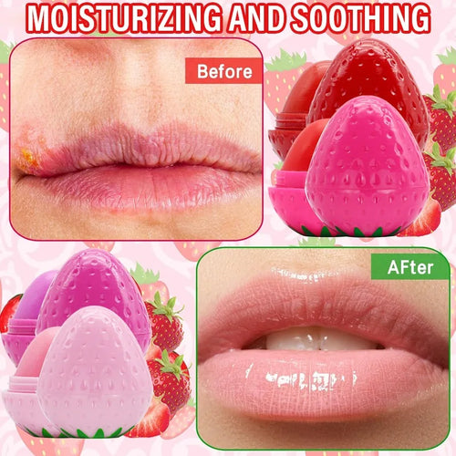 1/4Pcs Strawberry Lip Balm Long-Lasting Moisturizing Repair Hydrating Red Lipstick Cute Fruits Repairs Dry Lips Care Cosmetics