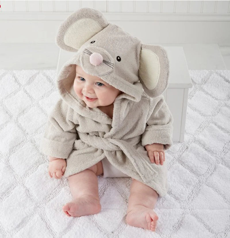 Cotton Baby Robe Bath Towel Cartoon Hoodies Infant Girls Boys Sleepwear Bath Blanket Kids Soft Bathrobe Pajamas Kids Clothing