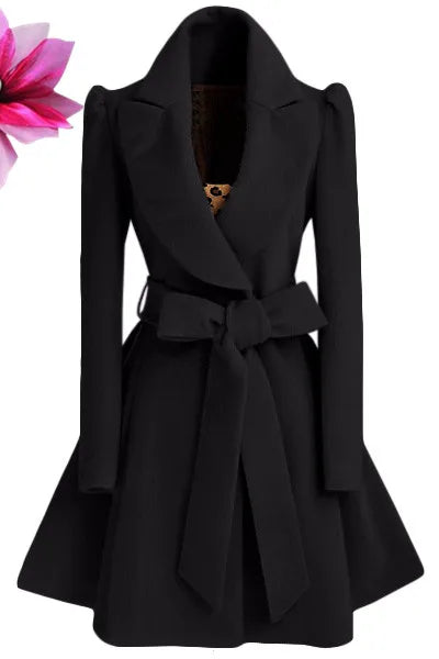Women's Winter Long Jacket Coat Warm Woolen Outerwear Elegant Lady's Coat for Autumn Season Fashionable Ladies' Outerwear