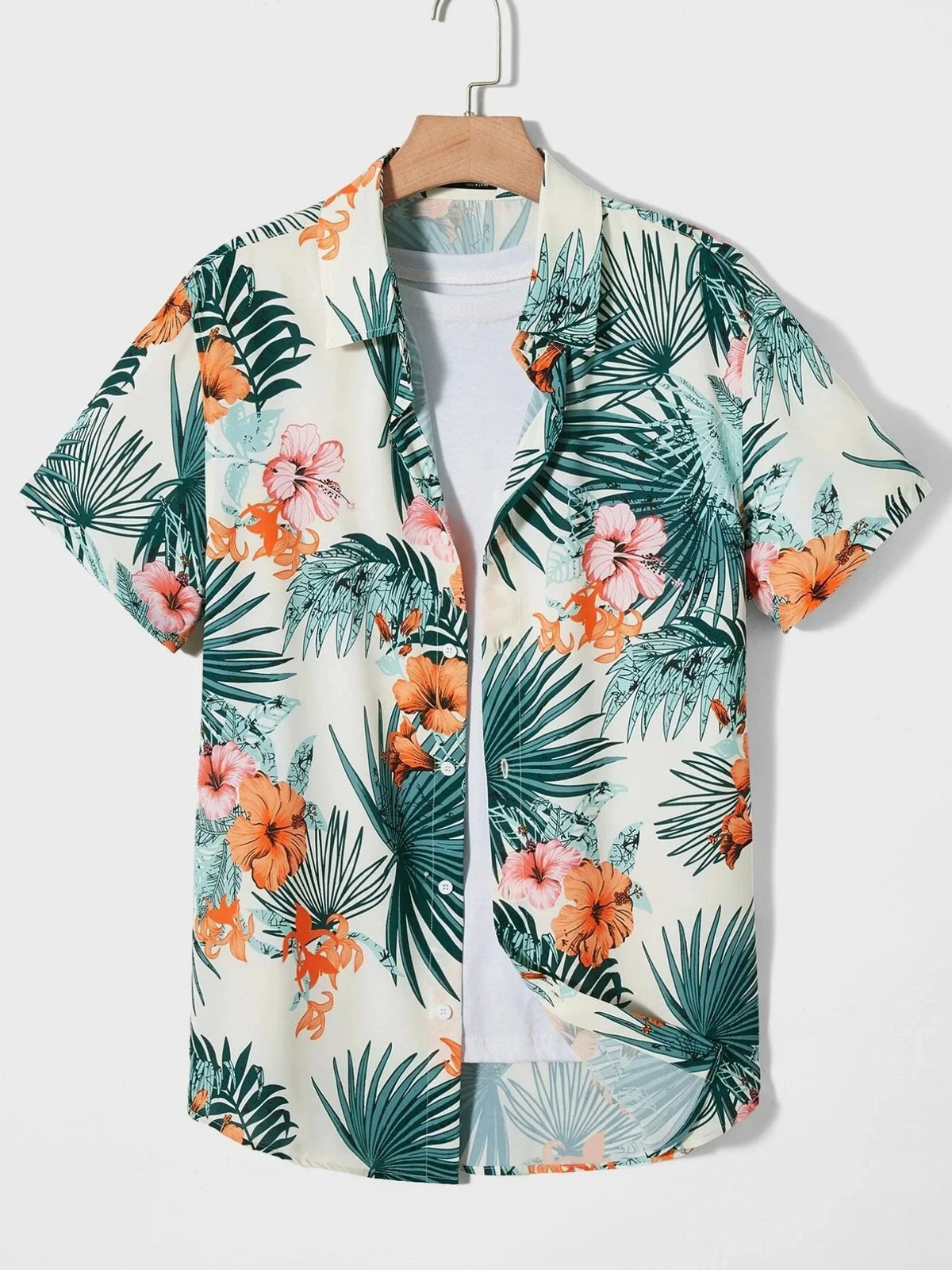 Children's Shirt Girls Hawaiian Shirts Botanical Flower Print Shirt for Girl Short Sleeve Lapel Collar Shirts Casual Girl Blouse
