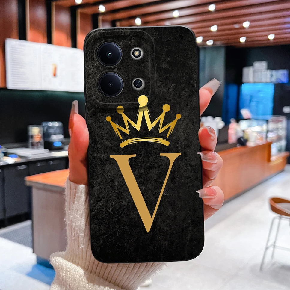 For Redmi 15C 4G 5G Couple Phone Case Fashion Crown Letters Protective Back Cover For Redmi15C Soft Smooth Liquid Silicone Funda