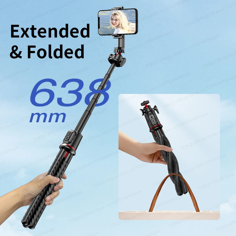 Flexible Selfie Stick Tripod Extension Pole with Wireless Bluetooth Remote Phone Holder for Smartphone Sport Camera Shooting