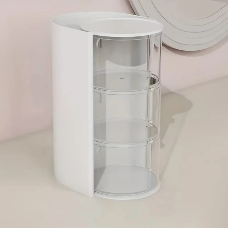Multi-Layer Hair Accessories Storage Box Rotating Transparent Jewelry Organizer Desktop Case for Makeup Brush Powder Puff