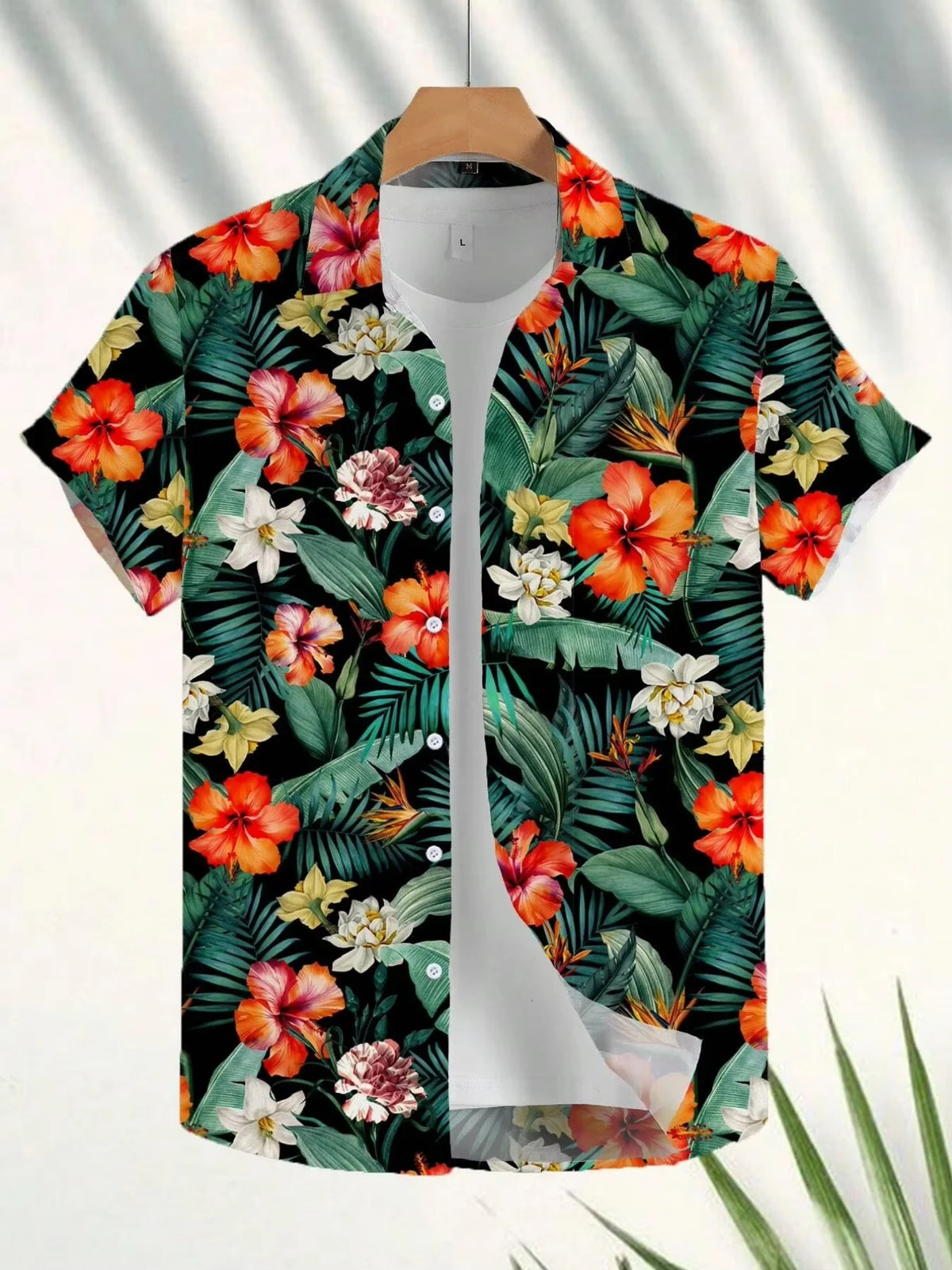 Children's Shirt Girls Hawaiian Shirts Botanical Flower Print Shirt for Girl Short Sleeve Lapel Collar Shirts Casual Girl Blouse
