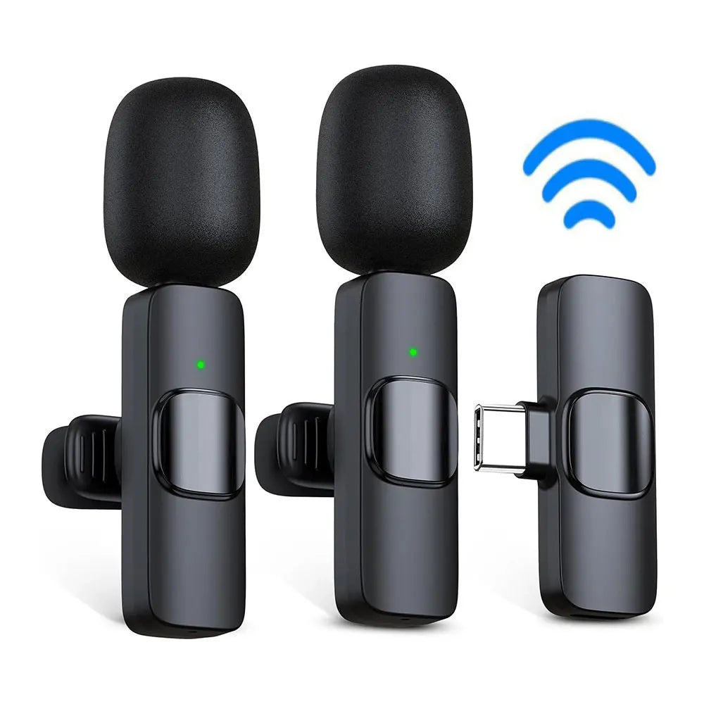 Wireless Lavalier Microphone Mini Audio Video Recording Mic for iPhone 15~17 Android Portable Live Broadcast Gaming