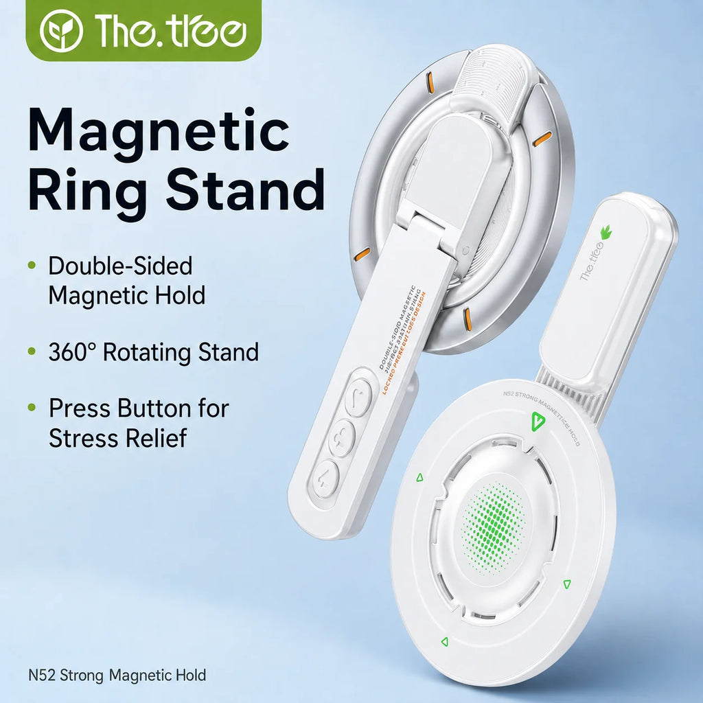 Magnetic Phone Holder, 360° Rotating Foldable Phone Stand, Double-Sided Strong Magnetic Phone Support, Portable Folding Design