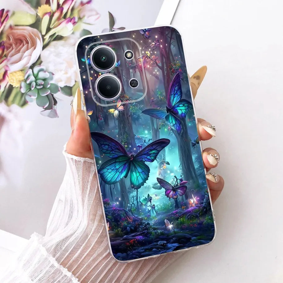For Xiaomi Redmi 15C 5G 2025 Case Fashion Flower Bow Soft Silicone Clear Back Cover For Xiaomi Poco C85 5G Redmi15C 173MM Bumper
