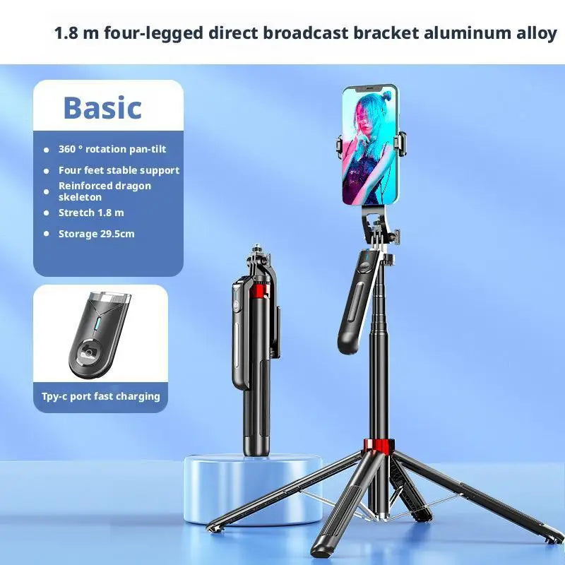 1.8m Phone Tripod and Selfie Stick  with Wireless Remote & Extendable Phone Mount Compatible with IPhone/Android