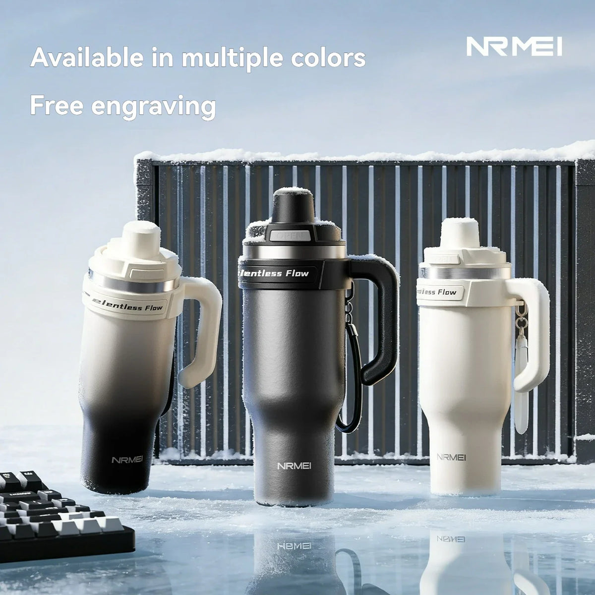 Large Tumbler Ceramic Inner with Handle Straw Cold Insulated Water Bottle Car Cup Multipurpose Fitness