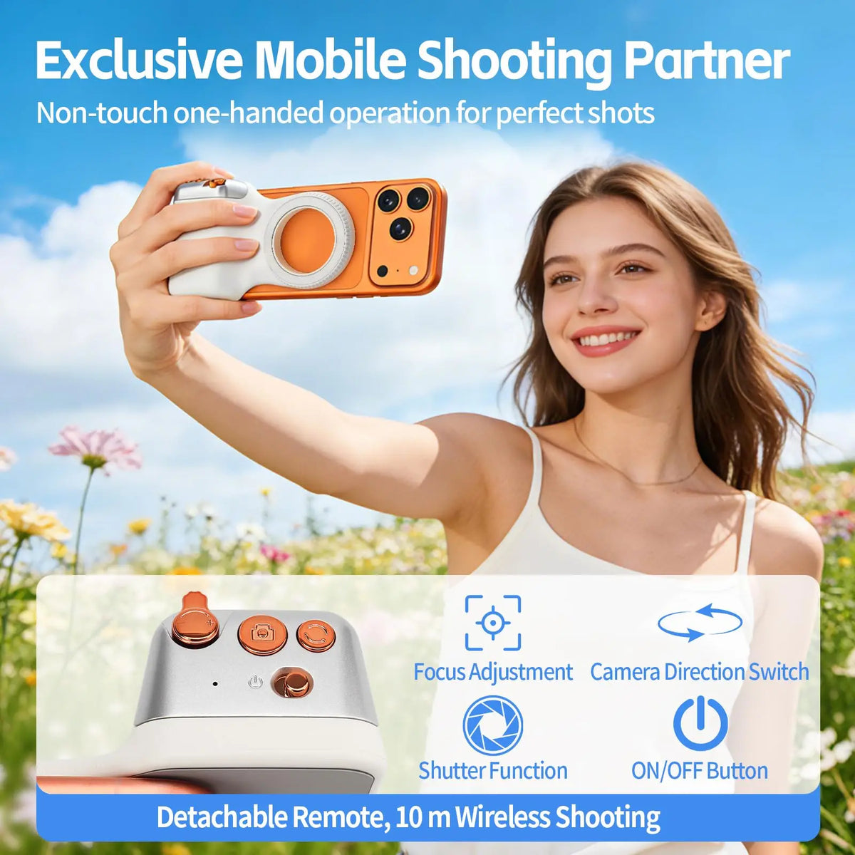 Magnetic Smartphone Camera Grip Wireless Shutter Universal Photo Stand Selfie Handle for iPhone Android Vlog