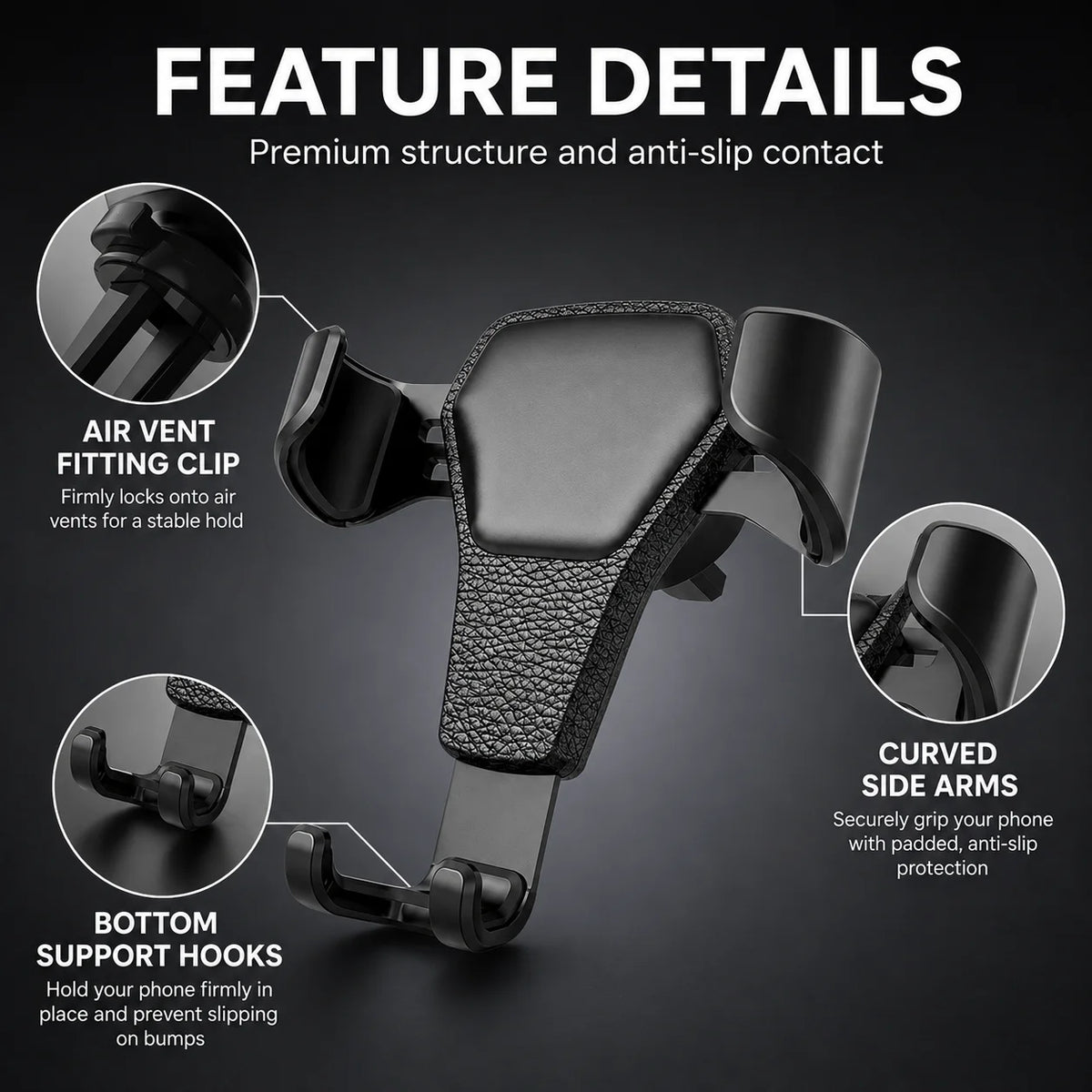 Car Phone Holder Locked By The Weight Of The Phone Itself Suitable For Various Models Of Phones Fixed At The Air Outlet