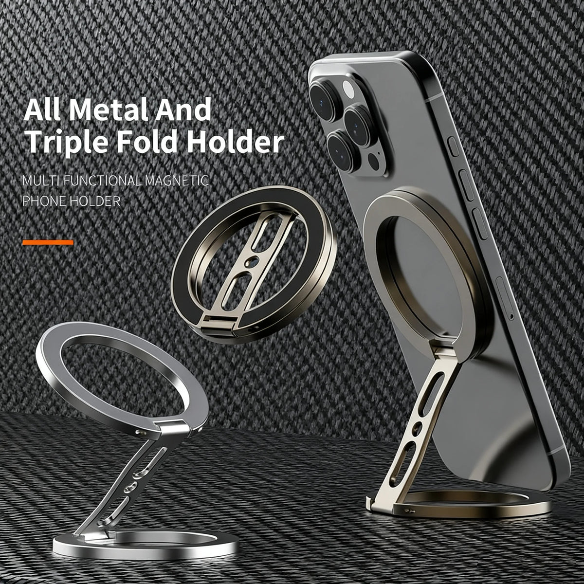 Double-Sided Magnetic Phone Holder, Portable Phone Holder, Suitable for iPhone, Can Be Used on Portable Desks and in Vehicles