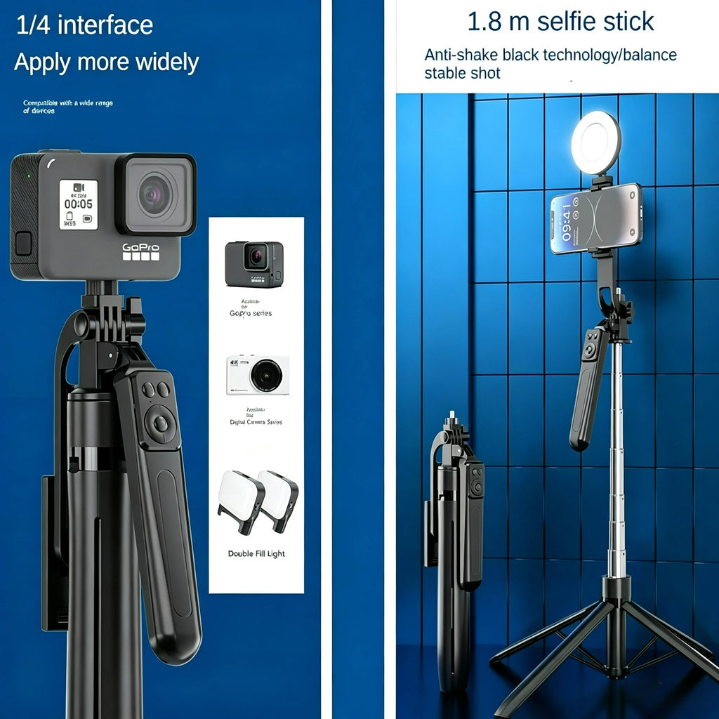 1.8m Selfie Stick Extendable Wireless Bluetooth Remote Portable Smartphone Tripod Stand Mount For iOS Android Phone