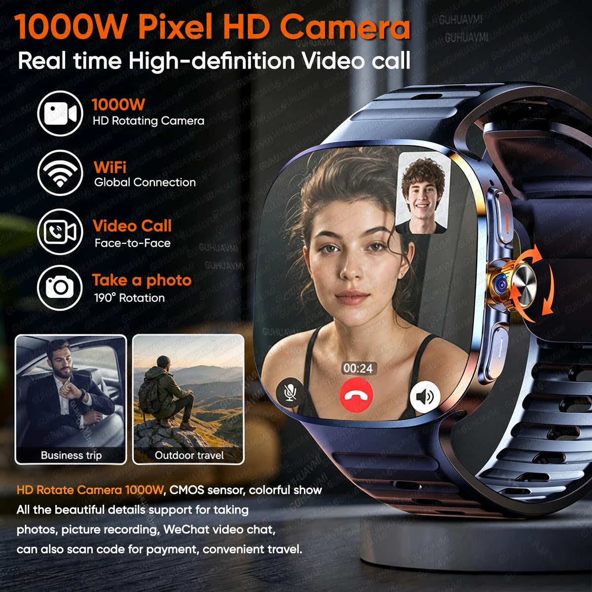 5G/4G Full Network Android Smart Watch With 2.4" AMOLED Display Independent Calling Camera GPS Wifi Bluetooth Sports Phone Watch