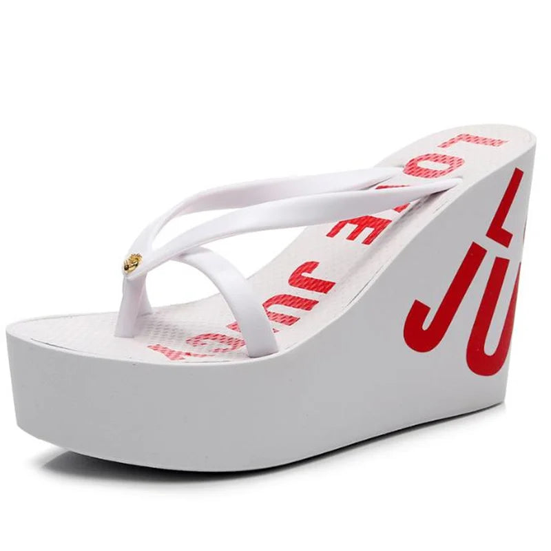 8cm 11cm Summer Wedges Flip Flops for Women Cloth Clip Toe Chunky Platform Slippers Woman Plus Size Light Non-slip Beach  Sandal
