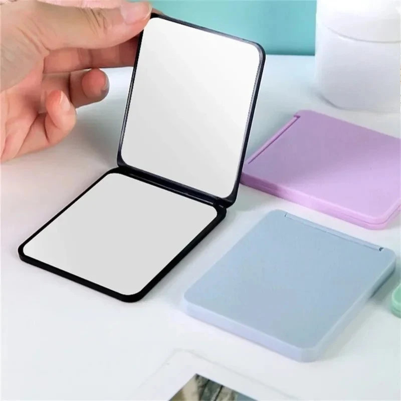 Portable Foldable Double-Sided Makeup Mirror Mini Pocket Size for Student Dormitory Desktop Home Decor Small Gift