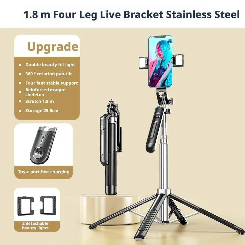 1.8m Phone Tripod and Selfie Stick  with Wireless Remote & Extendable Phone Mount Compatible with IPhone/Android