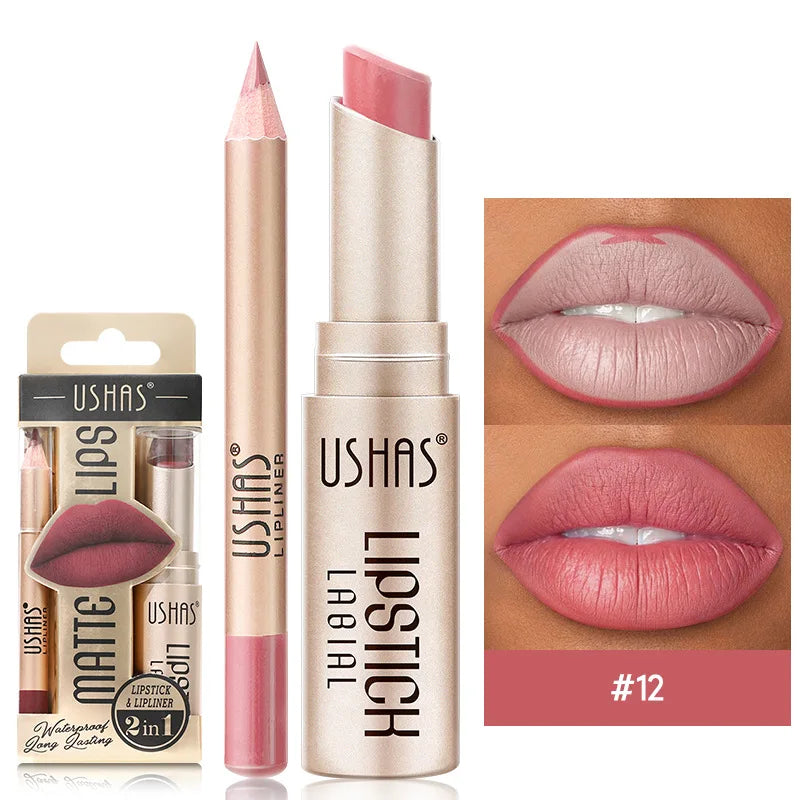 12 Color Matte Lipstick Set Long Lasting Nude Red Lipstick With Lipliner Not Dry Easy Coloring Lip Makeup Kit