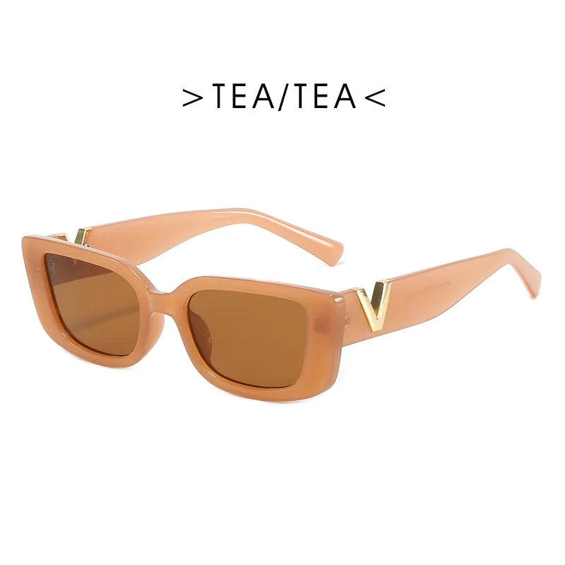 Retro Rectangle Sunglasses Women UV400 Brand Designer Vintage Small Frame Sun Glasses Ladies Classic Black Square Oculos De Sol