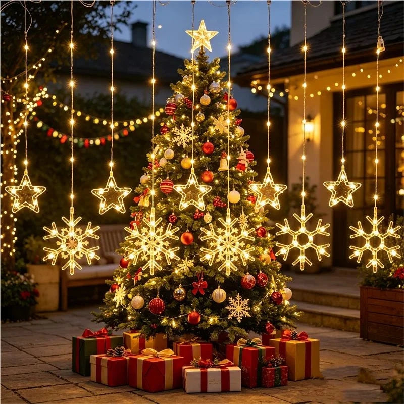 Christmas Lights Curtain Fairy String Lights 3M USB Powered Remote 8 Modes LED Window Decorations for Home