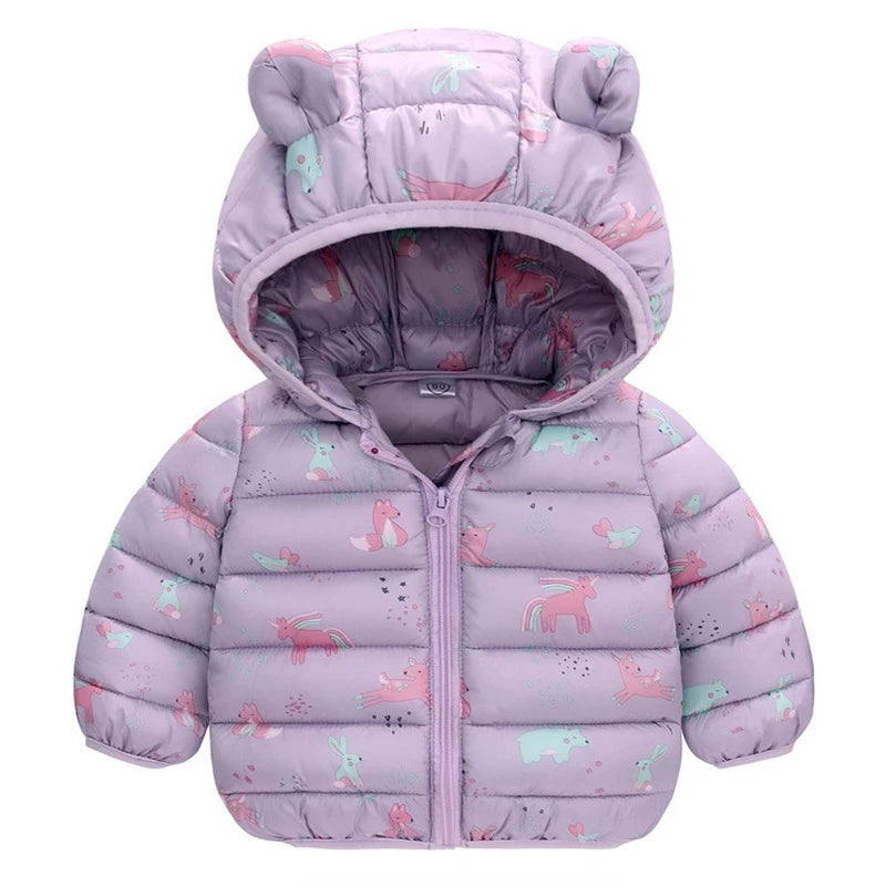 Kids Boys Baby Hooded Lightweight Jacket Cartoon Dinosaur Zipper Coats Girls Autumn Winter Warm Christmas Outerwear 0-5 Year Old