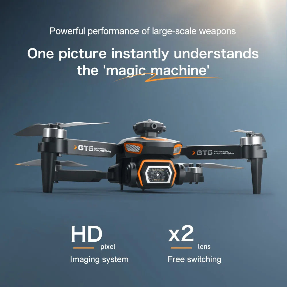 GPS GT5 Foldable RC Drone 8K Dual Camera 5G WiFi FPV Screen Remote Control Obstacle Avoidance Brushless Optical Flow Quadcopter