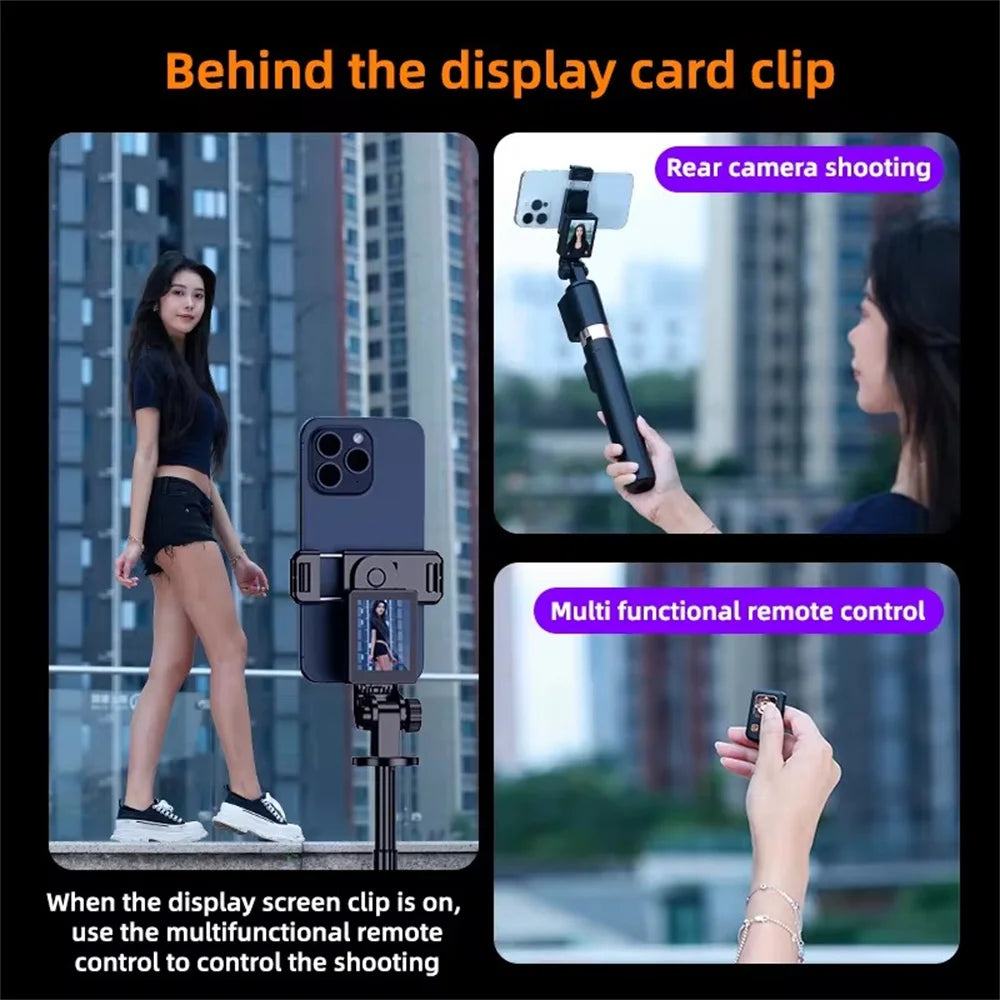 Screen Mirroring Selfie Stick WIFI projection Screen Tripod Real Time Display Selfie Monitor For Smartphone Vlog Video Recording