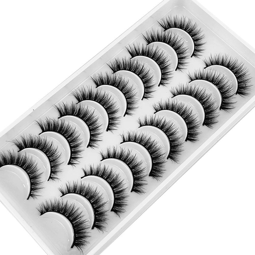 New 10 Pairs 3D Faux Mink Lashes Natural Long Soft Short Lashes Handmade Fake Lashes Makeup Tool Eyelashes Extension Maquiagem