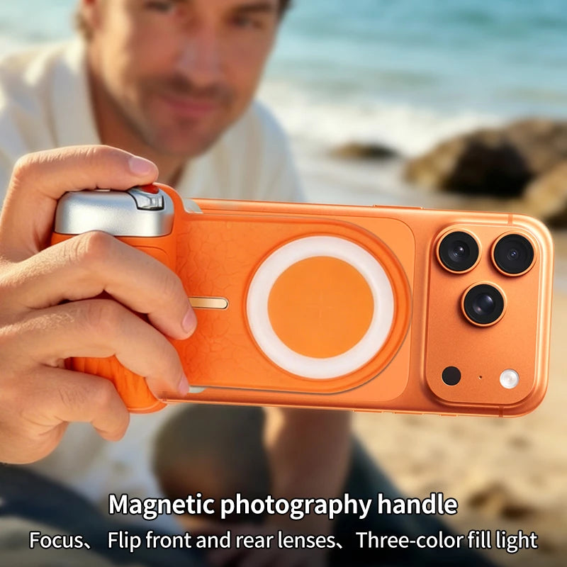 Lenovo Magnetic Camera Grip with Bluetooth Assistant Ring Light Selfie Mode Adjustable Focus and Shutter Button For MagSafe