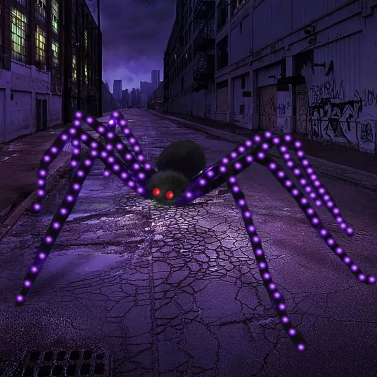 1pc Halloween Big Spider Lights 144LED Giant Spider Outdoor Waterproof 8 Modes For Home Garden Party Yard Haunted Decoration