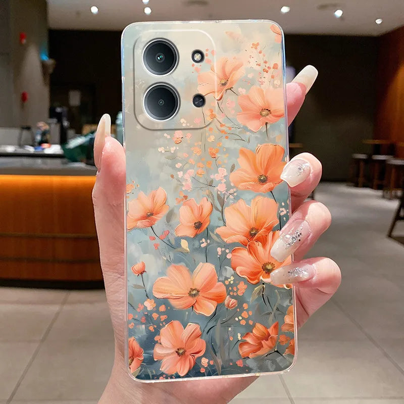 Jelly Case For Redmi 15C 4G 5G Flower Butterfly Phone Funda For Xiaomi Poco C85 4G Soft Silicone Cases Transparent TPU Cover