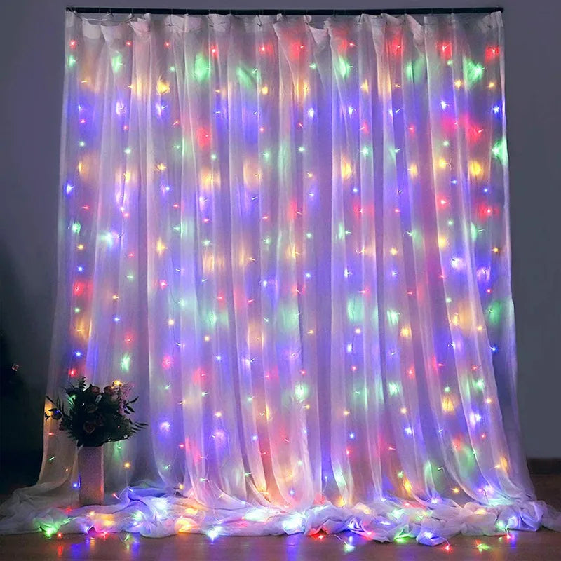 6x3M/3x3m Curtain Garland on The Window USB Power Fairy Lights Festoon with Remote New Year Garland Led Lights Christmas Decor