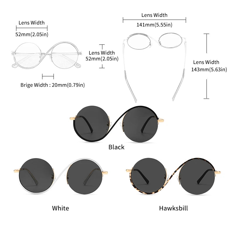 GCV Brand Hot Sale Avant-Garde Personality Women Female Gorgeous Sunglasses Round Frame Glasses Fashion Punk Style New Metal