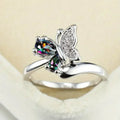 2026 Butterfly Ring Multi-Colored Cubic Zirconia Women's Wedding Accessory Exquisite Aesthetic Statement Jewelry Gift