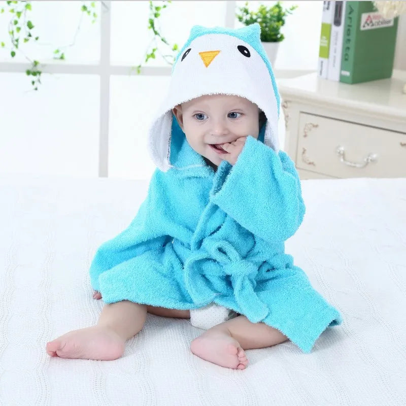Cotton Baby Robe Bath Towel Cartoon Hoodies Infant Girls Boys Sleepwear Bath Blanket Kids Soft Bathrobe Pajamas Kids Clothing