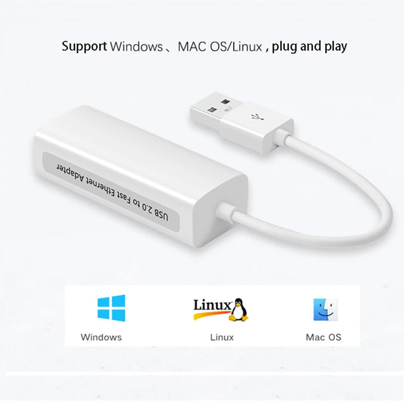 2pcs Network Card USB Type C to RJ45 Ethernet Cable Extend Adapter Micro USB2.0 100Mbps for Tablet  Laptop PC Computer Android