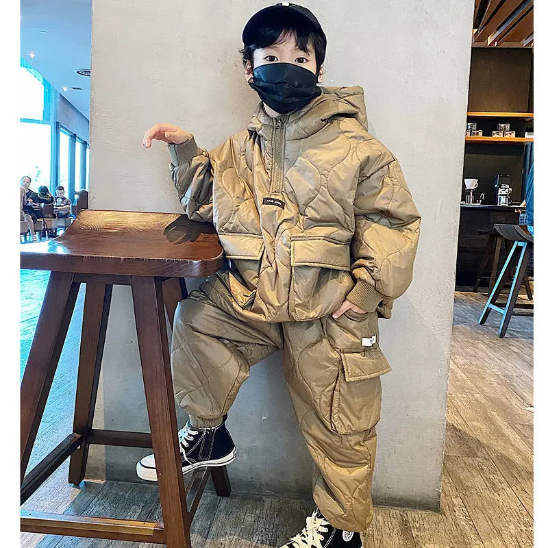 2023 Winter Children Clothing Sets Baby Boy Warm Hooded Down Jackets Pants Clothing Sets Baby Girls Boys Snowsuit Coats Ski Suit