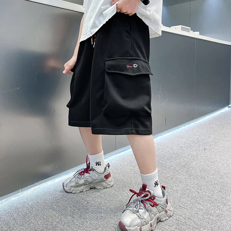 Big Boys Summer Capris Shorts Cotton Kids Adult Casual Solid Sport Short Pants For Teenage Child 7 8 9 10 12 13 14 15 16 Years