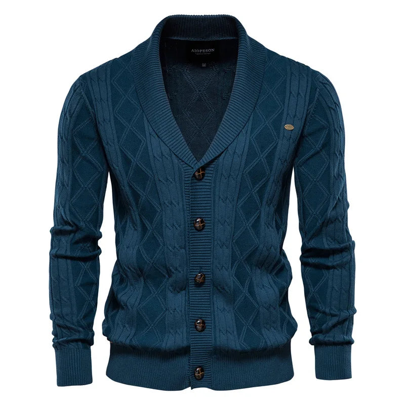 Cotton Casual Knitted Cardigan Men's V-neck Single Breasted Solid Color Business Social Sweater Coats Autumn Winter Men Clothing