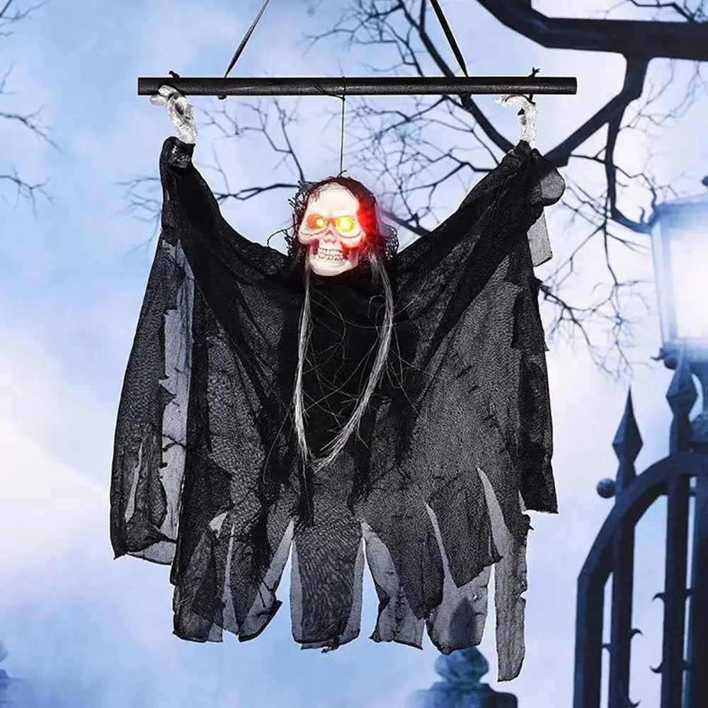 Halloween Skull Small Hanging Ghost Bar KTV Decoration Supplies Pendant Electric Light up Small Hanging Ghost Trick Prop