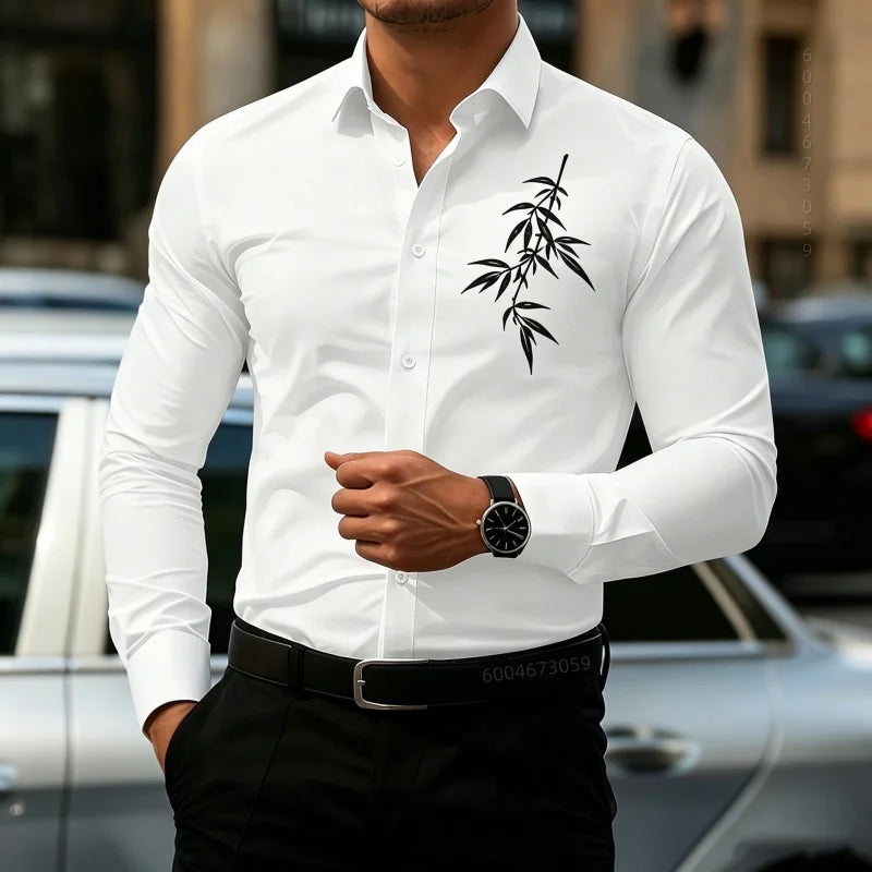 2026 New Men's Contrasting Striped Shirt Street Style Black and White Striped Slim Fit Shirt Business Casual Formal Shirt XS-6XL